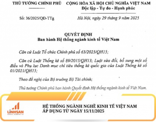 HỆ THỐNG NGÀNH NGHỀ KINH TẾ VIỆT NAM TỪ NGÀY 15/11/2025