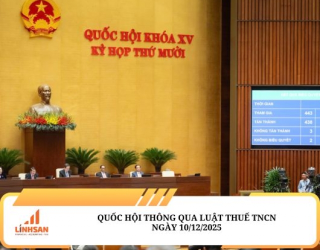 Quốc Hội thông qua Luật Thuế Thu nhập cá nhân (sửa đổi) vào sáng ngày 10/12/2025